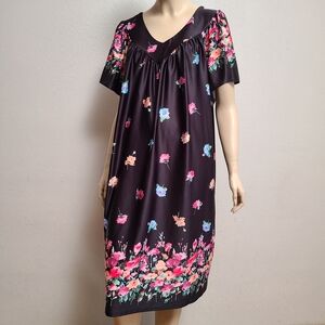 Black Floral MuuMuu Nightgown